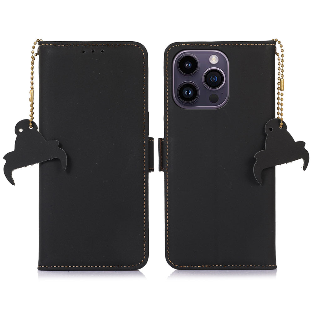 Til iPhone 15 Pro Max RFID-blokerende tegnebog Telefoncover Ægte ko-læder Stand Telefoncover Til iPhone 15 Pro Max RFID-blokerende tegnebog Telefoncover Ægte ko-læder Stand Telefoncover